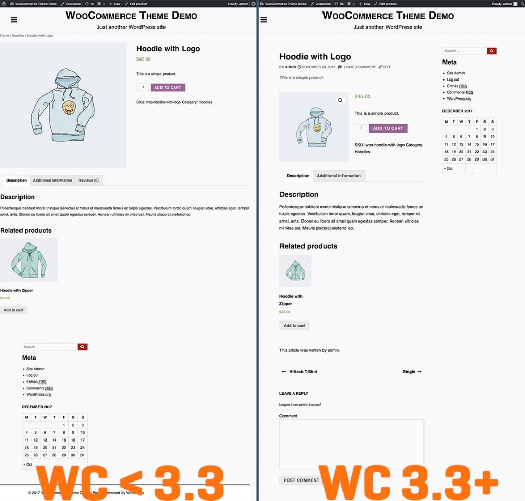 WordPress Bassist Theme Comparison with WooCommerce v3.3