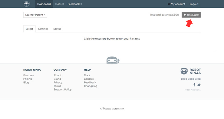 The Robot Ninja dashboard.