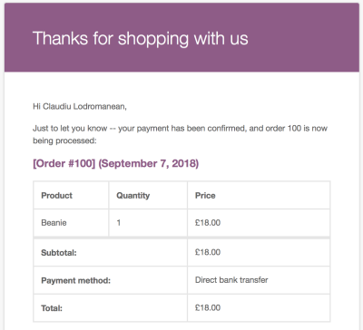 Updates to the default WooCommerce transactional emails.