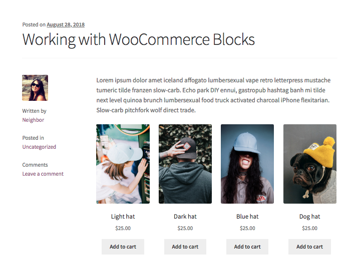 WooCommerce products block for Gutenberg on the front-end