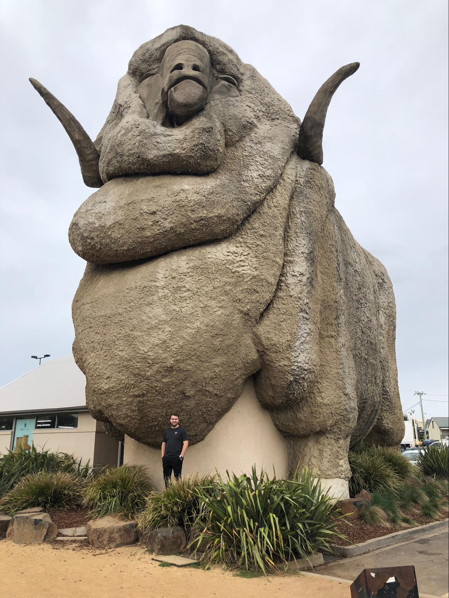 Matt and the Big Merino in Goulburn.